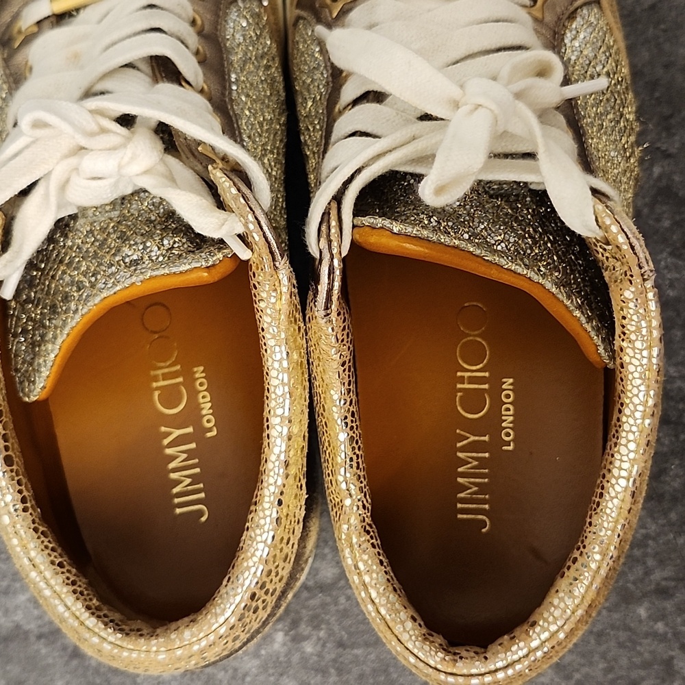 Jimmy Choo size 36 gold metallic lace up sneaker - Picture 11 of 11